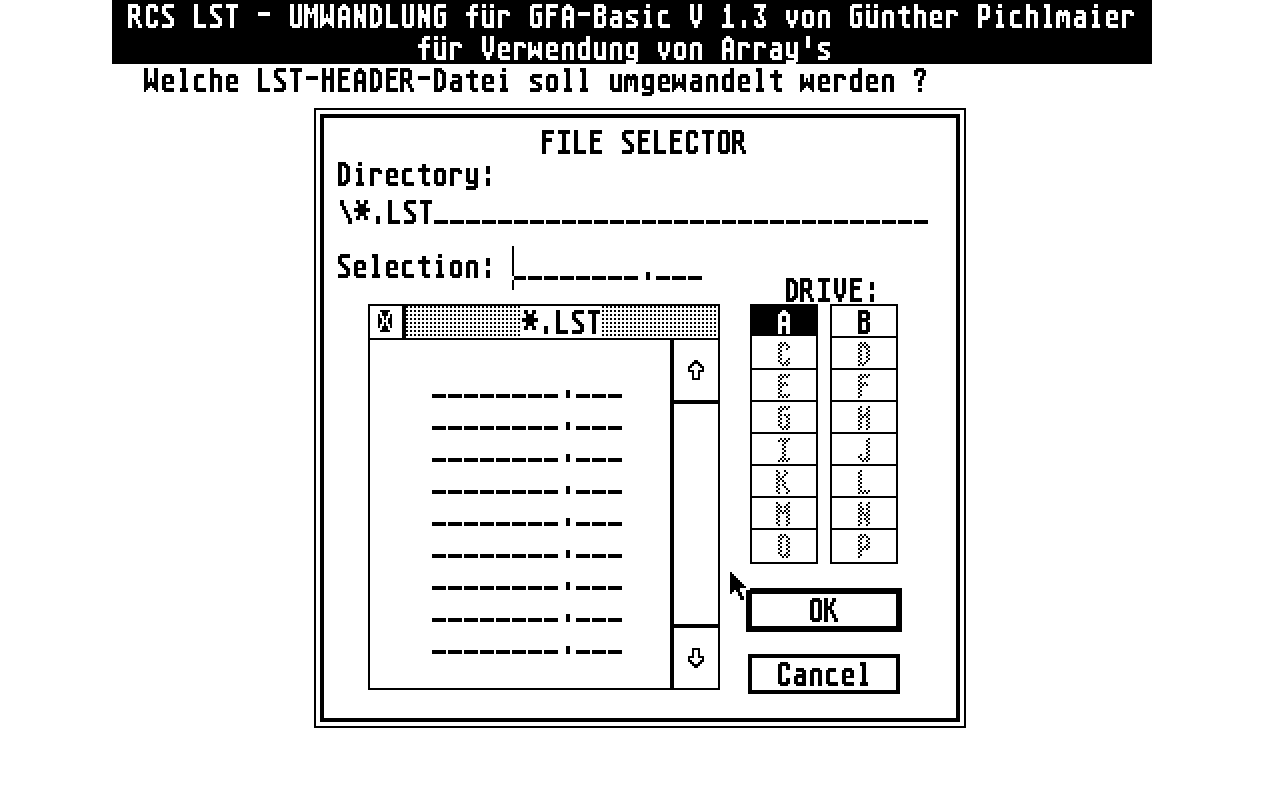 Header-Umwandlung von RCS-Files für GFA-Basic 3.0 atari screenshot